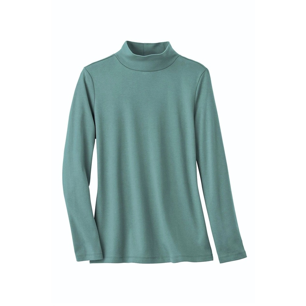 Coldwater Creek BestCotton Standneck Tee Coastal Teal PM Petite 21521 New